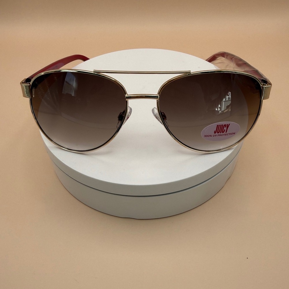 Juicy Couture Women Gold Aviator Sunglasses Burgundy Tortoise X71118‎ Kyan